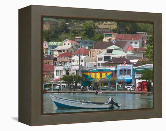 Shops, Restaurants and Wharf Road, The Carenage, Grenada, Caribbean-Walter Bibikow-Framed Premier Image Canvas