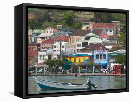 Shops, Restaurants and Wharf Road, The Carenage, Grenada, Caribbean-Walter Bibikow-Framed Premier Image Canvas