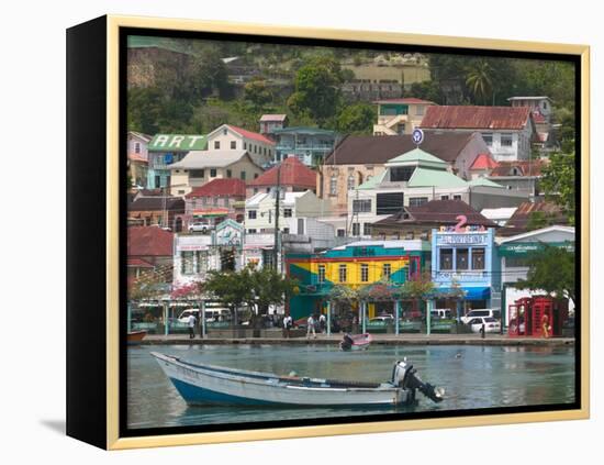 Shops, Restaurants and Wharf Road, The Carenage, Grenada, Caribbean-Walter Bibikow-Framed Premier Image Canvas