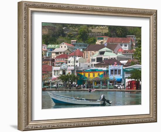 Shops, Restaurants and Wharf Road, The Carenage, Grenada, Caribbean-Walter Bibikow-Framed Photographic Print