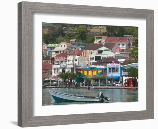 Shops, Restaurants and Wharf Road, The Carenage, Grenada, Caribbean-Walter Bibikow-Framed Photographic Print