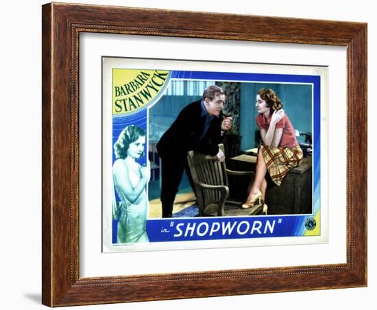 Shopworn, from Left, Joe Sawyer, Barbara Stanwyck, 1932-null-Framed Art Print