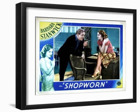 Shopworn, from Left, Joe Sawyer, Barbara Stanwyck, 1932-null-Framed Art Print