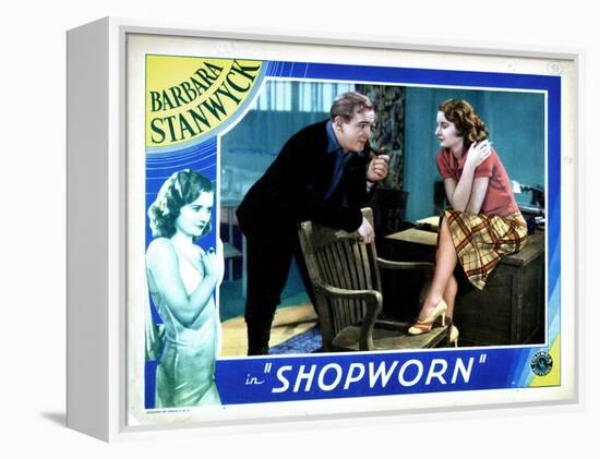 Shopworn, from Left, Joe Sawyer, Barbara Stanwyck, 1932-null-Framed Stretched Canvas