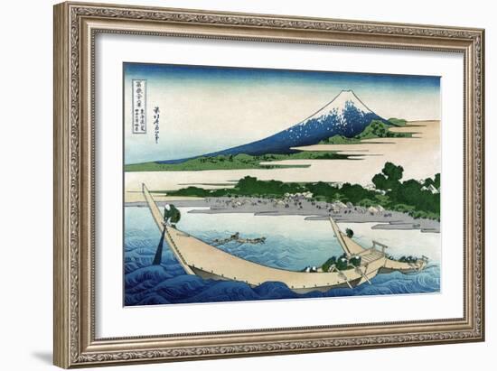 Shore of Tago Bay, Ejiri at Tokaido-Katsushika Hokusai-Framed Art Print