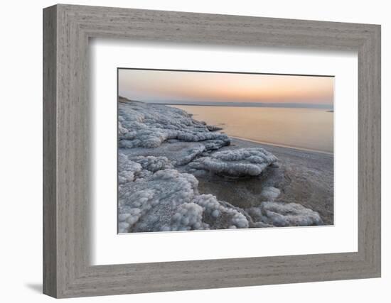 Shore with salt crystalized formation at dusk, The Dead Sea, Jordan, Middle East-Francesco Fanti-Framed Photographic Print