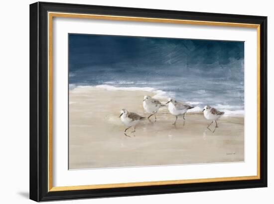 Shorebirds on Sand I Blue-Danhui Nai-Framed Premium Giclee Print