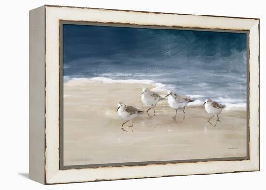 Shorebirds on Sand I Blue-Danhui Nai-Framed Stretched Canvas