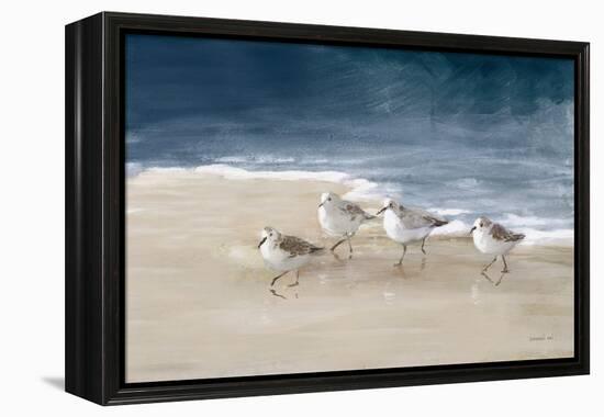 Shorebirds on Sand I Blue-Danhui Nai-Framed Stretched Canvas