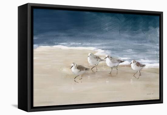 Shorebirds on Sand I Blue-Danhui Nai-Framed Stretched Canvas