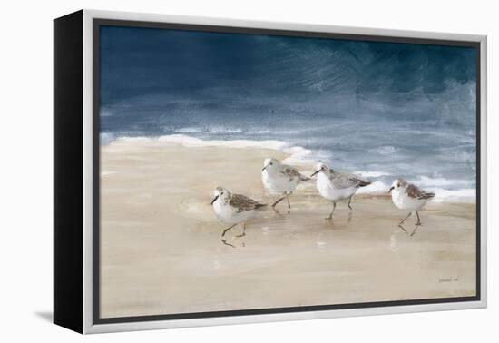 Shorebirds on Sand I Blue-Danhui Nai-Framed Stretched Canvas