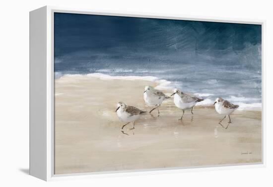 Shorebirds on Sand I Blue-Danhui Nai-Framed Stretched Canvas