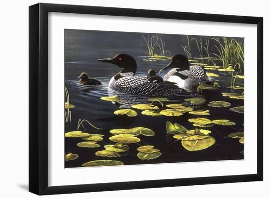 Shoreline Refuge - Loon Family-Wilhelm Goebel-Framed Giclee Print