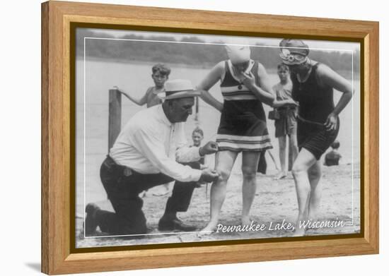 Short Swimsuits - Pewaukee Lake, Wisconsin - Vintage-Lantern Press-Framed Stretched Canvas
