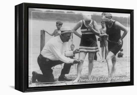 Short Swimsuits - Pewaukee Lake, Wisconsin - Vintage-Lantern Press-Framed Stretched Canvas