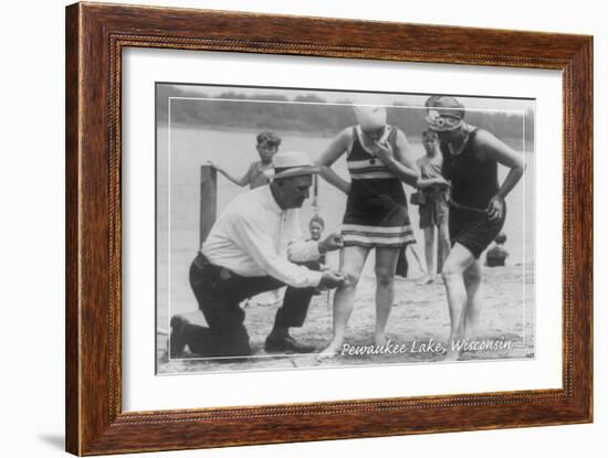 Short Swimsuits - Pewaukee Lake, Wisconsin - Vintage-Lantern Press-Framed Art Print