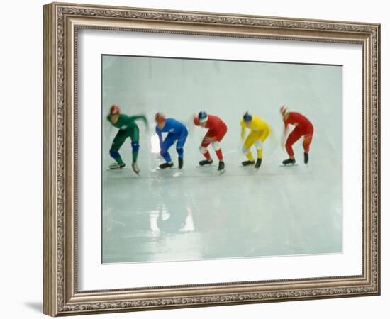 Short Track Speed Skaters at the Starting Line-Steven Sutton-Framed Photographic Print
