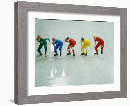 Short Track Speed Skaters at the Starting Line-Steven Sutton-Framed Photographic Print