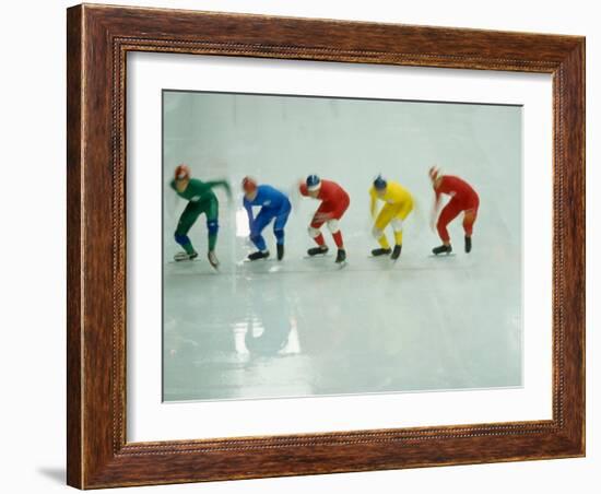 Short Track Speed Skaters at the Starting Line-Steven Sutton-Framed Photographic Print