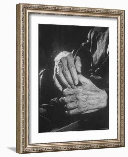 Shot of Hands Belonging to an Old Man-Carl Mydans-Framed Photographic Print