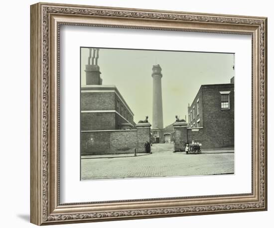Shot Tower, Gates with Sphinxes, and Milk Cart, Belvedere Road, Lambeth, London, 1930-null-Framed Photographic Print