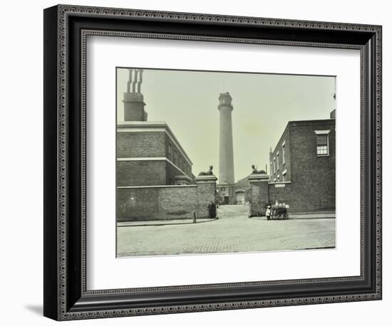 Shot Tower, Gates with Sphinxes, and Milk Cart, Belvedere Road, Lambeth, London, 1930-null-Framed Photographic Print