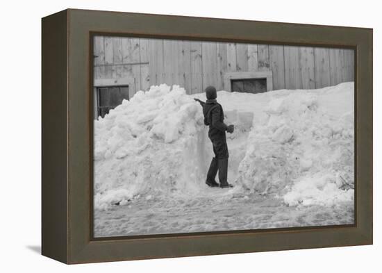 Shoveling snow, Clinton Gilbert farm, Vermont, 1940-Marion Post Wolcott-Framed Premier Image Canvas