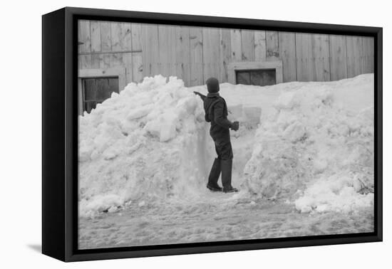 Shoveling snow, Clinton Gilbert farm, Vermont, 1940-Marion Post Wolcott-Framed Premier Image Canvas