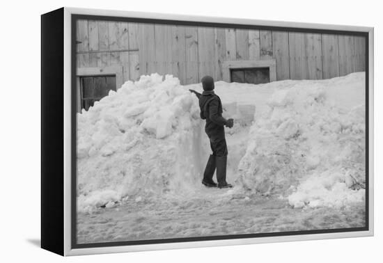 Shoveling snow, Clinton Gilbert farm, Vermont, 1940-Marion Post Wolcott-Framed Premier Image Canvas