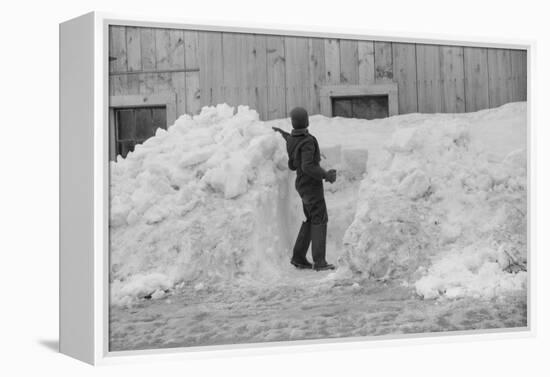 Shoveling snow, Clinton Gilbert farm, Vermont, 1940-Marion Post Wolcott-Framed Premier Image Canvas