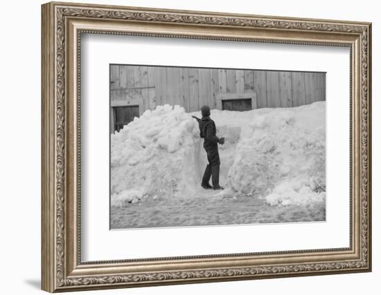 Shoveling snow, Clinton Gilbert farm, Vermont, 1940-Marion Post Wolcott-Framed Photographic Print