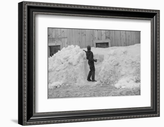 Shoveling snow, Clinton Gilbert farm, Vermont, 1940-Marion Post Wolcott-Framed Photographic Print