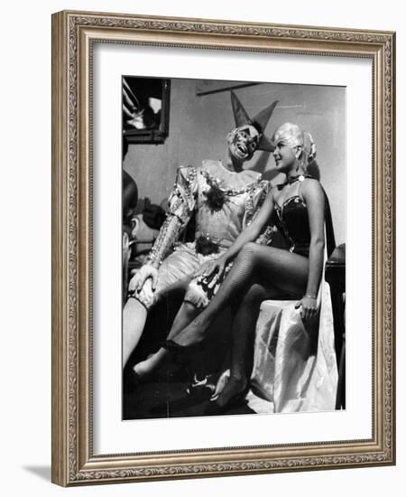 Show Girl and Clown in Havana, 1959-null-Framed Photographic Print