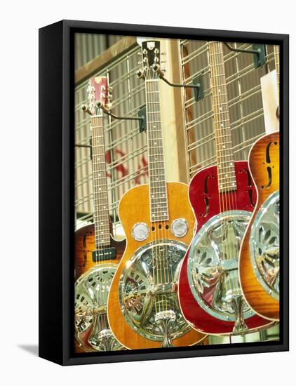 Showcase Displaying Dobro Resonating Guitars-Barry Winiker-Framed Premier Image Canvas