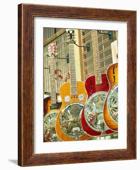 Showcase Displaying Dobro Resonating Guitars-Barry Winiker-Framed Photographic Print