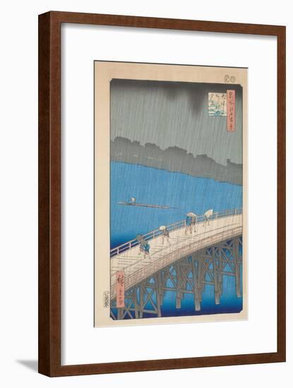 Shower over Ohashi Bridge, 1857-Utagawa Hiroshige-Framed Giclee Print