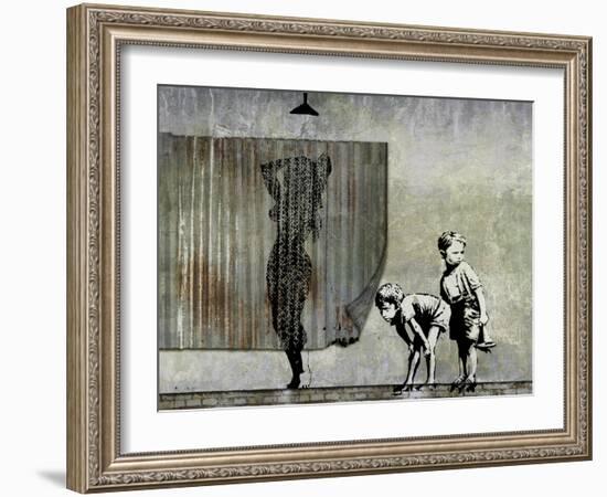 Shower Peepers-Banksy-Framed Premium Giclee Print