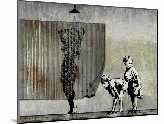 Shower Peepers-Banksy-Mounted Premium Giclee Print