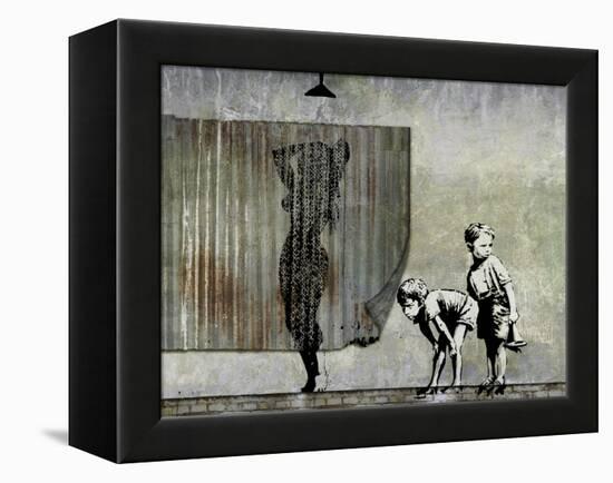 Shower Peepers-Banksy-Framed Premier Image Canvas