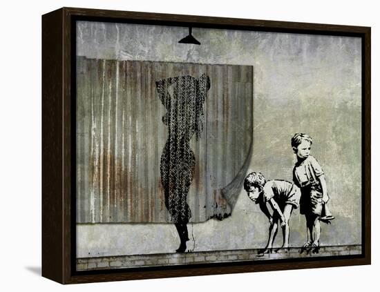 Shower Peepers-Banksy-Framed Premier Image Canvas