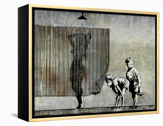 Shower Peepers-Banksy-Framed Premier Image Canvas