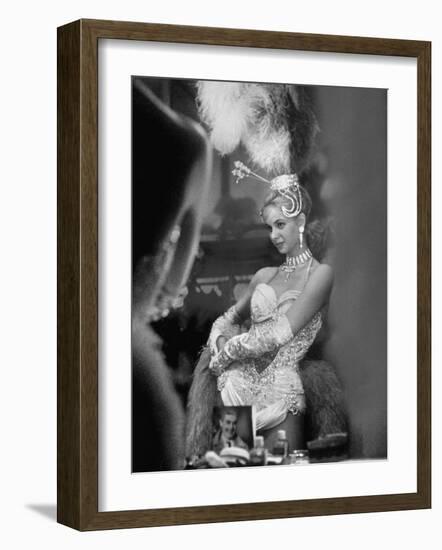 Showgirl Standing in the Dressing Room of the Stardust Hotel-Ralph Crane-Framed Photographic Print