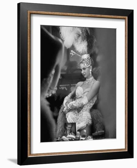 Showgirl Standing in the Dressing Room of the Stardust Hotel-Ralph Crane-Framed Photographic Print