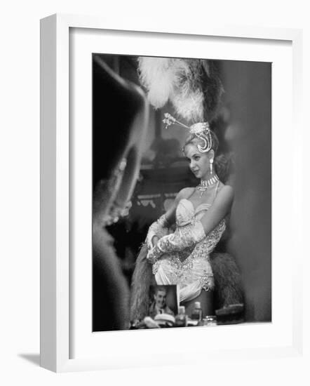 Showgirl Standing in the Dressing Room of the Stardust Hotel-Ralph Crane-Framed Photographic Print