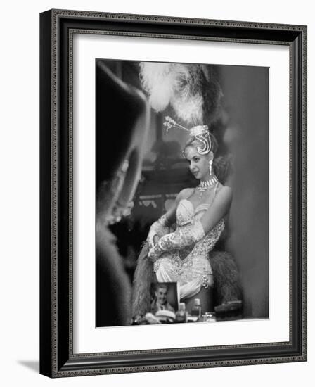Showgirl Standing in the Dressing Room of the Stardust Hotel-Ralph Crane-Framed Photographic Print