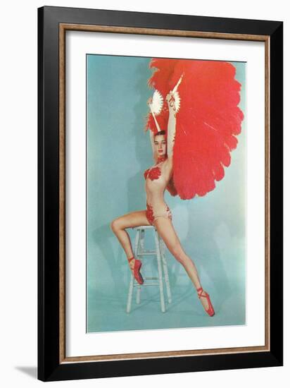 Showgirl with Red Feathers, Retro-null-Framed Art Print