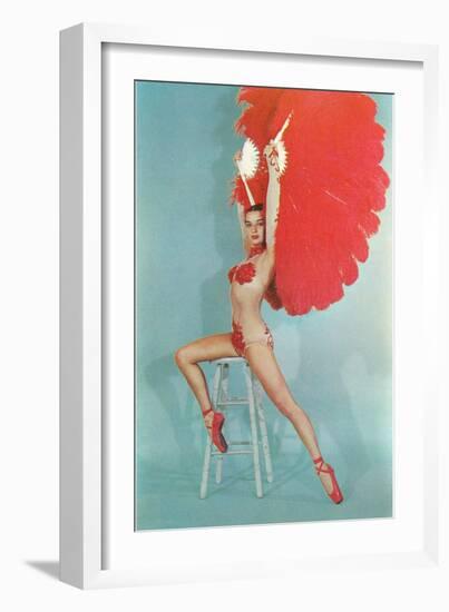 Showgirl with Red Feathers, Retro-null-Framed Art Print