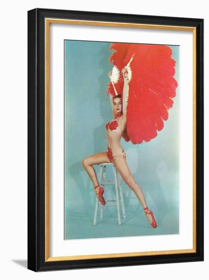 Showgirl with Red Feathers, Retro-null-Framed Art Print