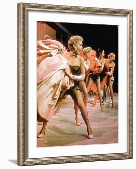 Showgirls from Hot Box Cafe Singing Take Back Your Mink in Scene from Guys and Dolls-Gjon Mili-Framed Premium Photographic Print