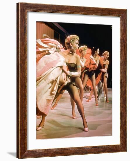 Showgirls from Hot Box Cafe Singing Take Back Your Mink in Scene from Guys and Dolls-Gjon Mili-Framed Premium Photographic Print